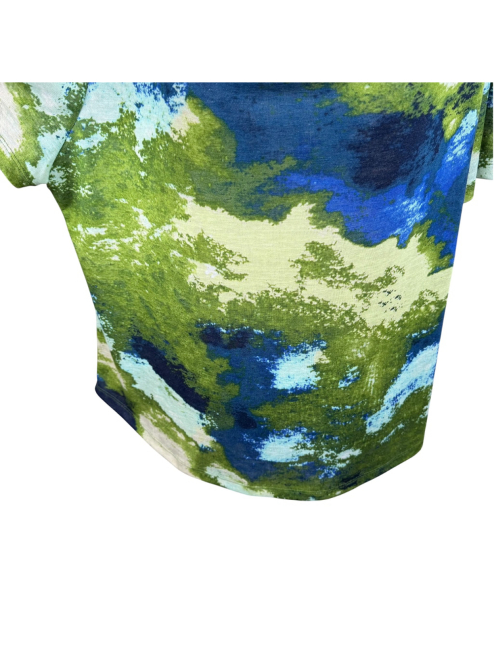 Chico's Watercolor Abstract Blouse Women's Size 3 = XL Green Blue Cowl Neck Top - Picture 3 of 8